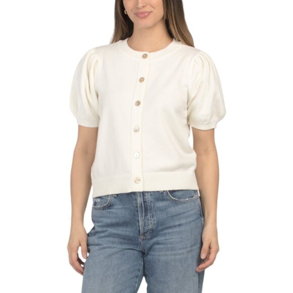 Marled Sweaters - MARLED Puff Sleeve Button Front Cardigan